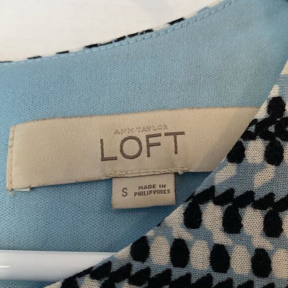 Loft Blue and White Printed Midi Sleeveless Dress Size Small - Picture 4 of 13